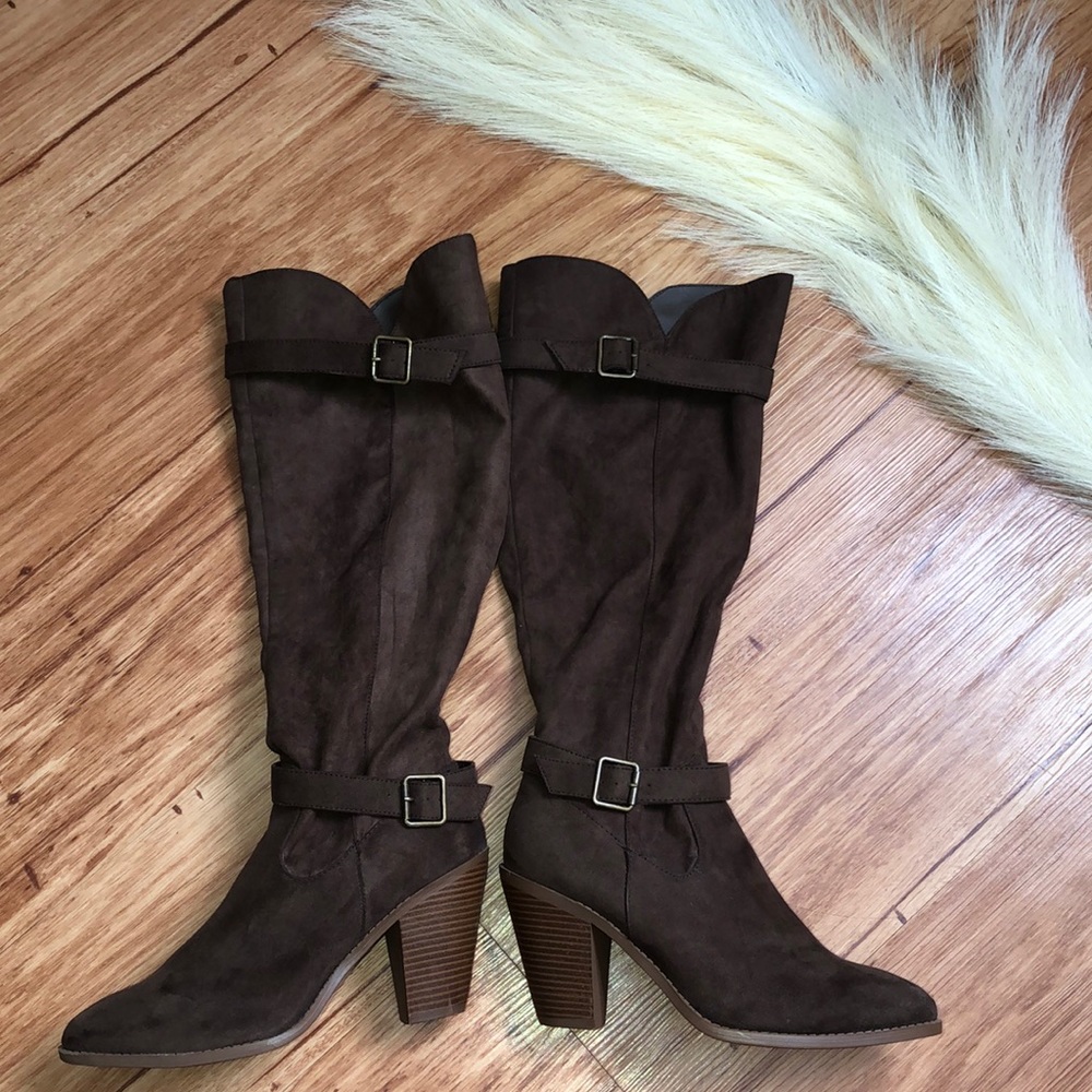 Charlotte Russe Brown faux suede tall boots NWOT